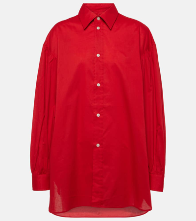Shop Plan C Oversized Cotton Shirt In Red