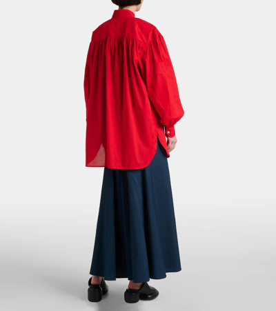 Shop Plan C Oversized Cotton Shirt In Red