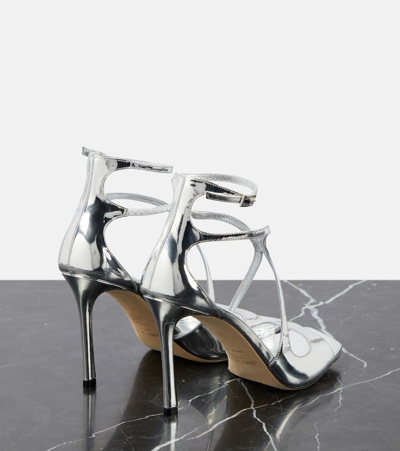 Jimmy Choo Lvr Exclusive 95mm Azia Leather Sandals In Silber