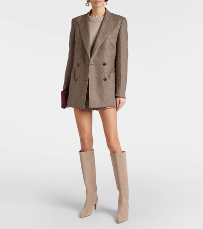 Shop Blazé Milano Everyday Houndstooth Silk Blazer In Brown