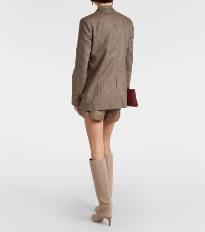 Shop Blazé Milano Everyday Houndstooth Silk Blazer In Brown