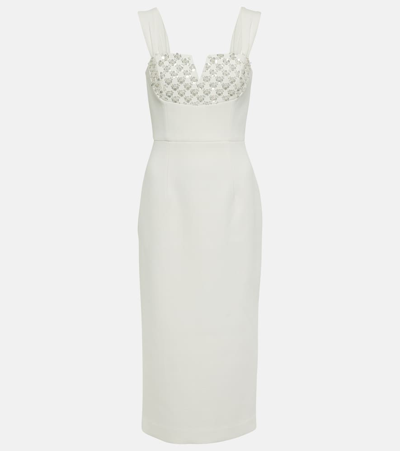Shop Rebecca Vallance Crystal-embellished Midi Dress In White