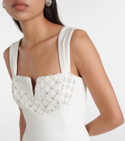 Shop Rebecca Vallance Crystal-embellished Midi Dress In White