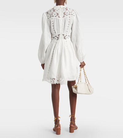 Shop Zimmermann August Lace-trimmed Linen Minidress In White