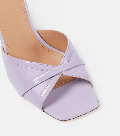 Shop Malone Souliers Perla 85 Leather Wedge Mules In Purple