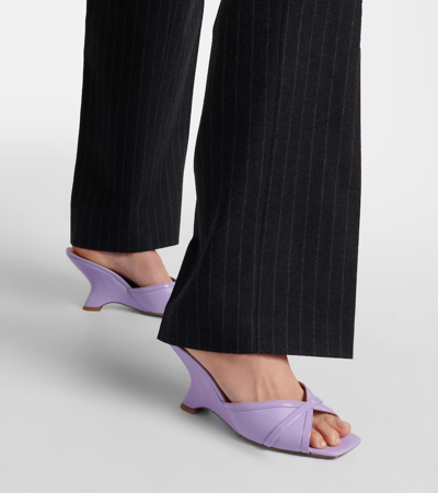 Malone Souliers Perla 85 Leather Wedge Mules In Purple
