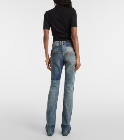 Shop Balmain Mid-rise Bootcut Jeans In Blue