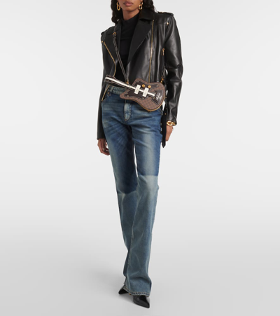 Balmain Western Low-rise Bootcut Jeans In Blue