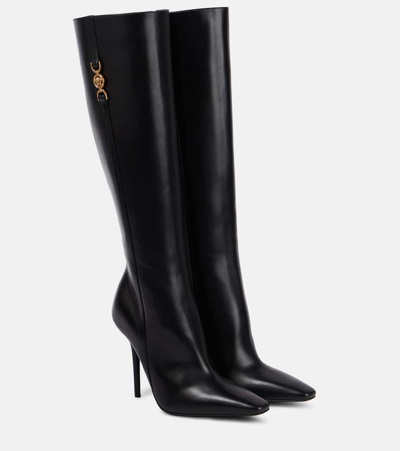 Shop Versace Medusa '95 Leather Knee-high Boots In Black