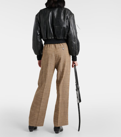 Acne Studios Aged Leather Bomber Jacket With Distressed Treatment In Black