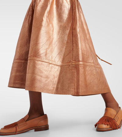 Ulla Johnson The Astrid Metallic Denim Tiered Skirt In Metallic