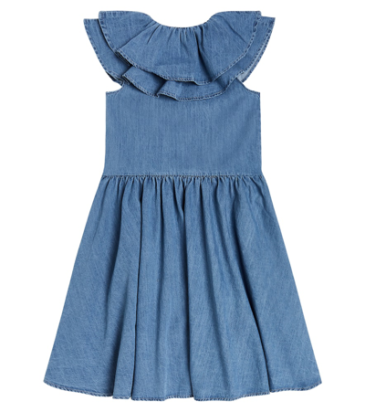 Shop Petite Amalie Cotton Chambray Dress In Blue