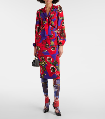 Dolce & Gabbana Printed Tulle Tights In Multicoloured