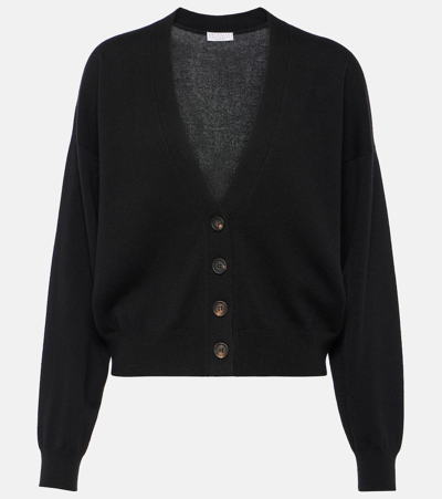 Shop Brunello Cucinelli Embellished Cashmere Cardigan In Black