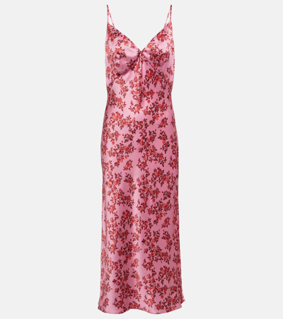 Shop Emilia Wickstead Trinny Floral Silk Satin Slip Dress In Pink