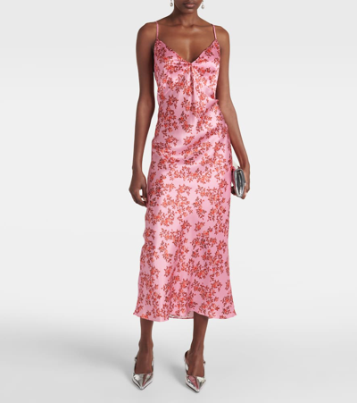 Shop Emilia Wickstead Trinny Floral Silk Satin Slip Dress In Pink