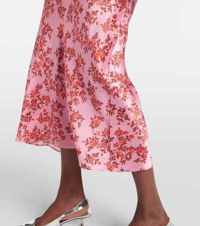 Shop Emilia Wickstead Trinny Floral Silk Satin Slip Dress In Pink