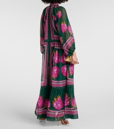Shop La Doublej Athena Printed Silk Chiffon Maxi Dress In Multicoloured