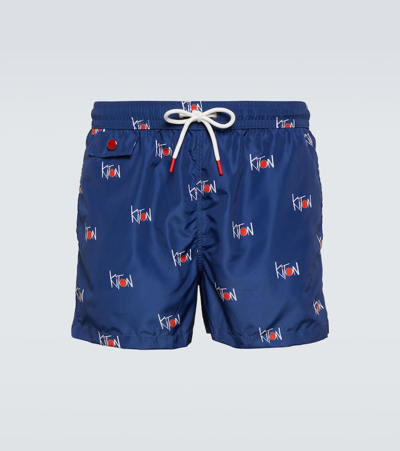 Shop Kiton Printed Swim Shorts In Multicoloured