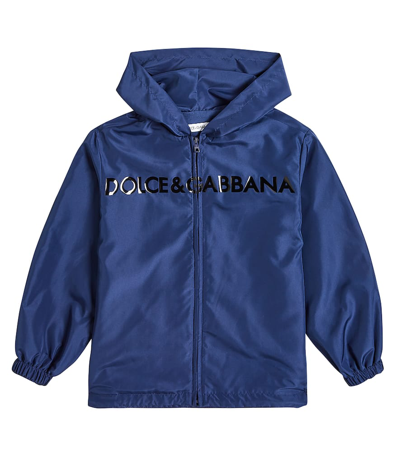 Shop Dolce & Gabbana Logo Raincoat In Blue