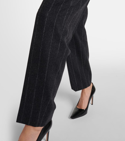 Shop Blazé Milano Banker Pinstripe Wool Straight Pants In Grey