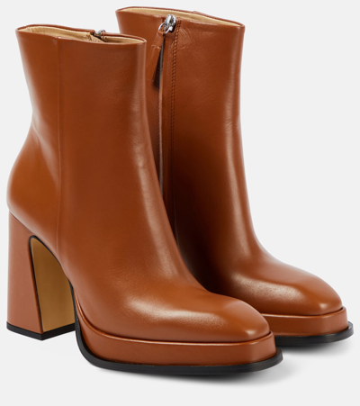 Shop Souliers Martinez Nova Chueca Leather Ankle Boots In Brown