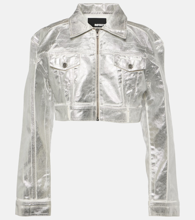 Shop Rotate Birger Christensen Denim Jacket In Silver