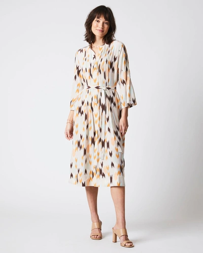 Shop Reid Silk Pleated Shirt Dress Print In Multi