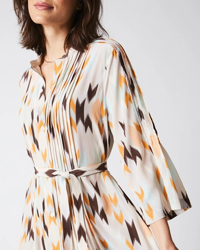 Reid Silk Pleated Shirt Dress Print In Multi