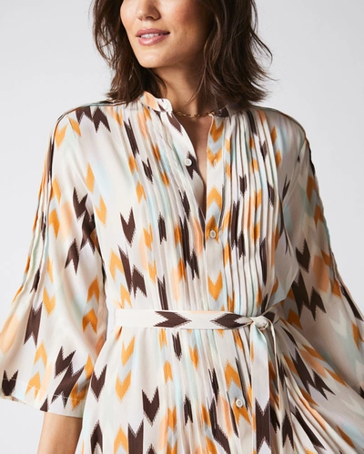 Reid Silk Pleated Shirt Dress Print In Multi
