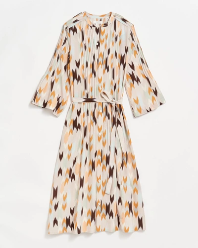 Reid Silk Pleated Shirt Dress Print In Multi