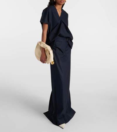 Plan C Mid-rise Cotton Maxi Skirt In Black