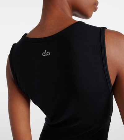 Shop Alo Yoga Cover Draped Jersey Tank Top In Black