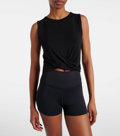 Shop Alo Yoga Cover Draped Jersey Tank Top In Black