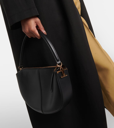 Shop Tod's T Timeless Leather Shoulder Bag In Black
