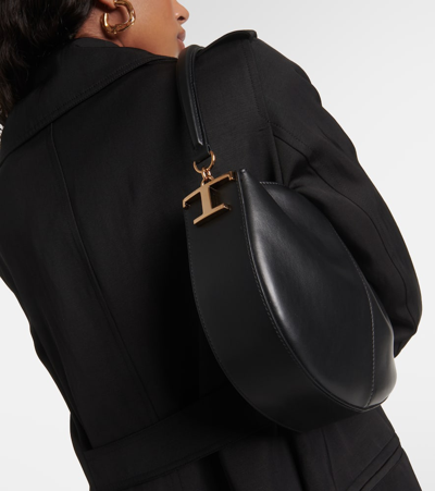 Shop Tod's T Timeless Leather Shoulder Bag In Black
