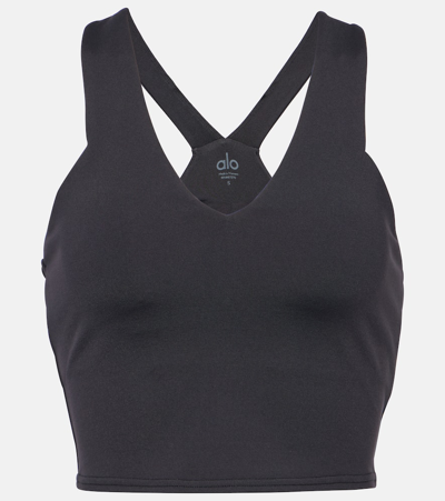 Shop Alo Yoga Airbrush Real Sports Bra In Black