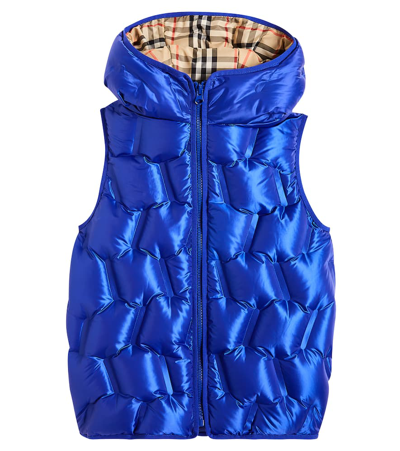 Shop Burberry Quilted Down Vest In Blue