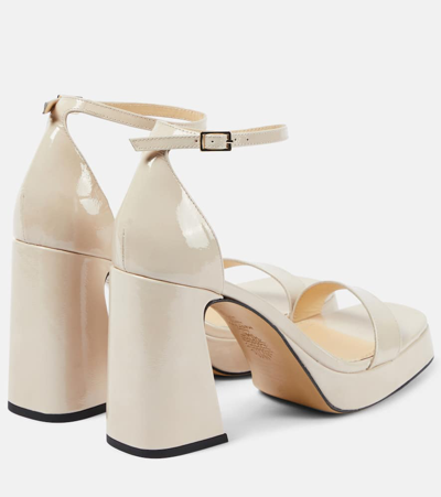 Shop Souliers Martinez Margaux Patent Leather Platform Sandals In White