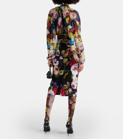 Shop Dolce & Gabbana Floral Tulle Tights In Multicoloured