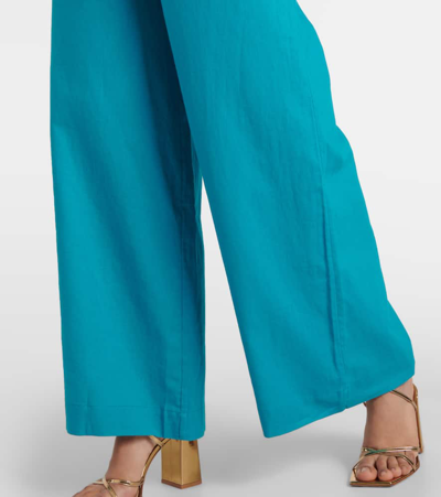 Shop Adriana Degreas Orquidea Linen And Cotton Wide-leg Pants In Blue