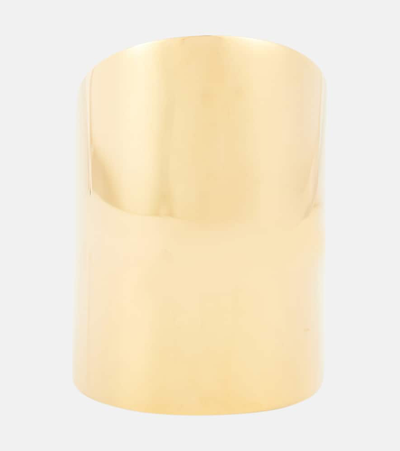 Shop Saint Laurent Asymmetric Cuff In Gold