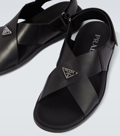 Prada Wide-strap Sandals With Secure Back Strap In Black