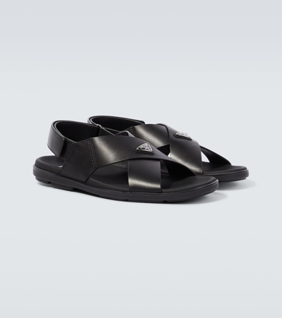 Prada Wide-strap Sandals With Secure Back Strap In Black