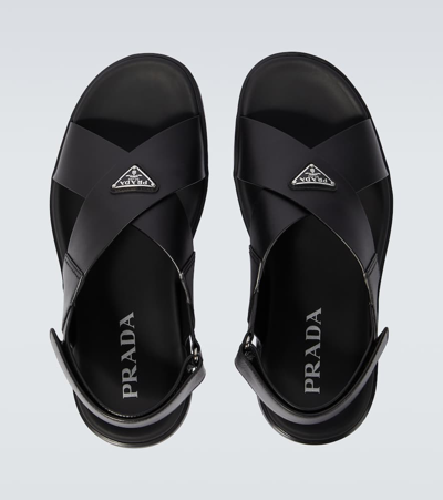 Prada Wide-strap Sandals With Secure Back Strap In Black