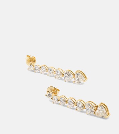Shay Jewelry 7 Heart 18kt Gold Drop Earrings With Diamonds In Gold