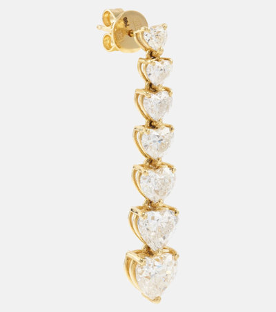 Shay Jewelry 7 Heart 18kt Gold Drop Earrings With Diamonds In Gold