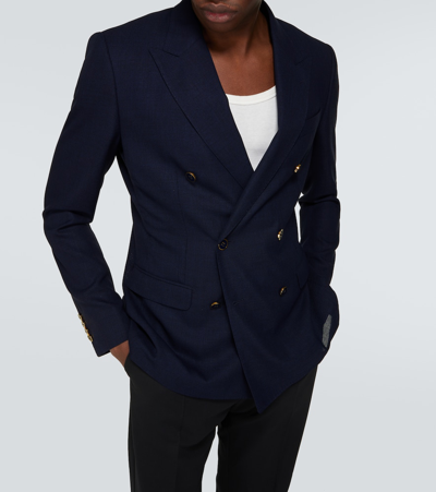 Shop Dolce & Gabbana Virgin Wool Blazer In Blue