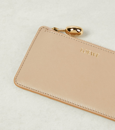 Shop Loewe Leather Card Holder In Beige