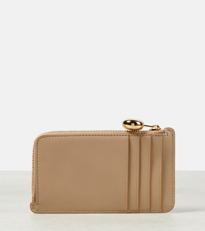 Shop Loewe Leather Card Holder In Beige